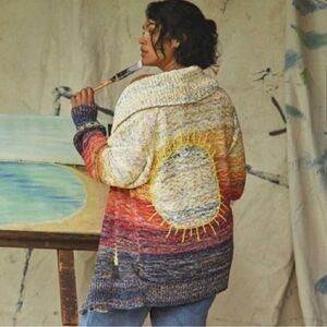 Pilcro Sun / Sunset Embroidered Shawl Cardigan